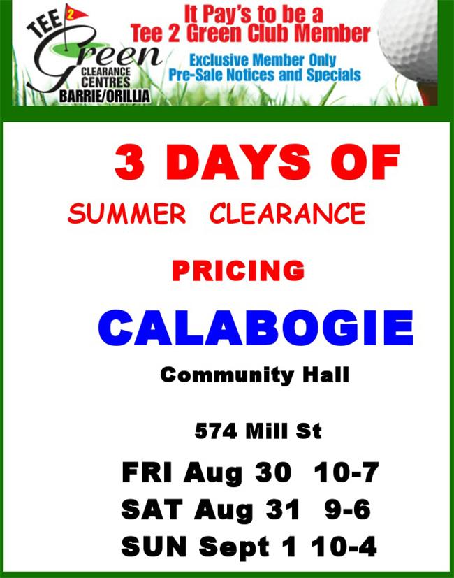 Tee 2 Green - Golf Summer Clearance Event