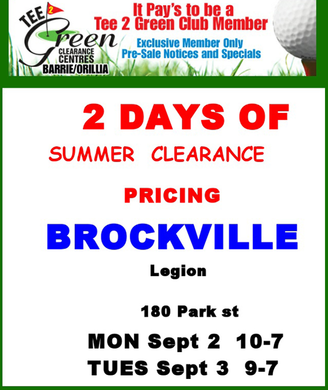 Tee 2 Green - Golf Summer Clearance Event